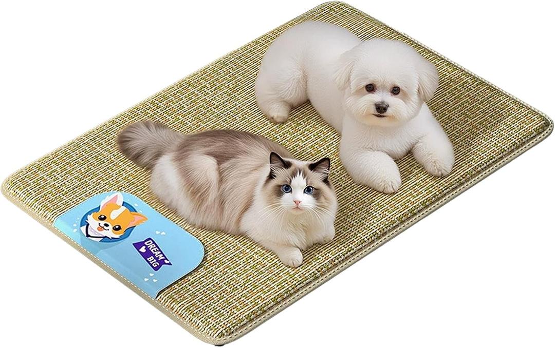 Pet Cooling Mat for Dogs and Cats  Natural Rattan Straw Pad, Breathable Summer Pet Pad for Small & Medium Pets, Anti-Slip Cool Mattress for Indoor & Outdoor Use (Medium)