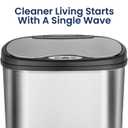 Ninestars 13 Gallon Oval Automatic Trash Can, 50L Touchless Motion Sensor Kitchen Garbage Can with Odor-Sealing Lid, Silver Stainless Steel