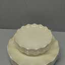 LIYH 24 Pcs Plastic Plates Reusable,Unbreakable Dinner Plates, Scalloped Plastic Plates, Dishwasher Safe,Ivory Plate Sets Perfect for Parties, Birthday, Picnics, BPA Free(12Guests)