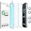 amFilm OneTouch Screen Protector for iPhone 17 Pro 6.3'' + Camera Lens Protector | Auto-Alignment Install | Bubble Free | 9H Tempered Glass | Shatterproof | FHD Clarity | Case Friendly | 2+4 Pack, Set of 2