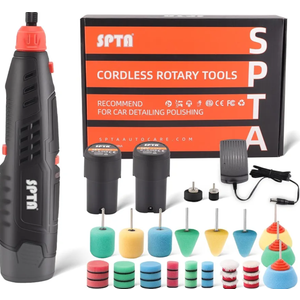 Cordless Rotary Tool, SPTA Powerful Mini Detail Polisher Kit, 36Pcs 12V Li-ion Battery 5,000-25,000 RPM Micro Auto Detailing Car Polisher Polishing Foam Pad Set for Buffing Polishing Sanding Cleaning