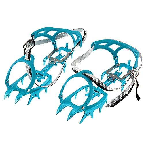 BRS-S3 Ultralight 14 Teeth Aluminium Alloy Bundled Crampons Ice Gripper Outdoor Ice Climbing Kits Crampons for Footwear (Blue)