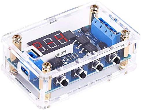 Programmable Timer Delay Relay Module DC 5V-36V Adjustable On/Off Cycle Timer Switch with Dual MOS Output Digital Display Emergency Stop Protective Case for Smart Home Automation DIY Electronics