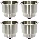 4Pcs Stainless Steel Cup Drink Holder Insert with Drain for Marine Boat, RV, Camper