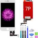 iPhone 7 Plus Screen Replacement Kit, LCD Display and 3D Touch Screen Digitizer Replacement Full Assembly with Repair Tools for iPhone 7 Plus Screen White 5.5 inch