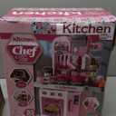 Kids Kitchen Playset, 27.1 Inches Play Kitchen with Sound and Light, Kitchen Set for Toddlers 1-3 3-5, Cooking Stove, Play Sink and Kitchen Accessories, Toy Kitchen (Pink)