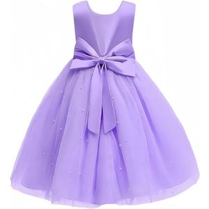Flower Girls Wedding Dress Princess Birthday Party Satin V-Back Ball Gown Prom, Size: 4-5T (120)