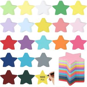 Honoson 1000 Pcs Star Cutouts Paper 3.9 Inch Assorted Color Star Shaped Die Cuts for Bulletin Board DIY Craft Projects Back to School Classroom Decor
