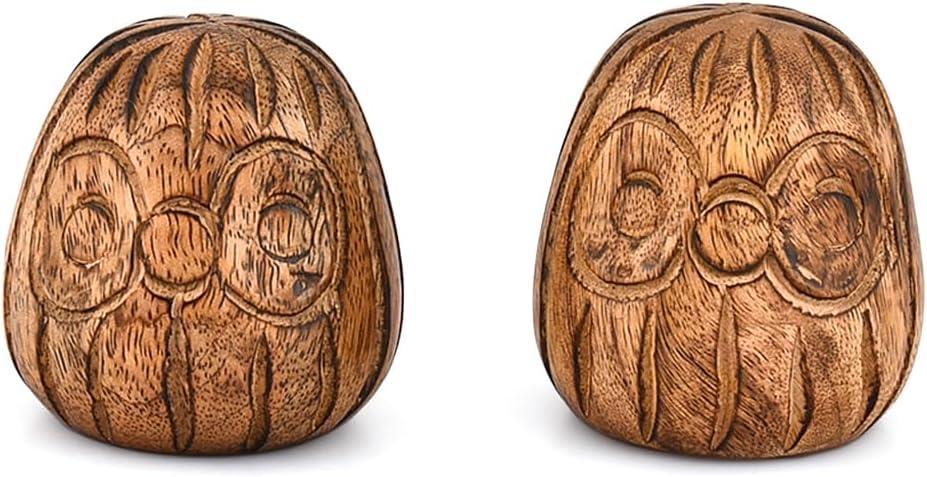 2 x Statues Mango Wood Statue Sculpture, Bookshelf Decor Accents, Set of 2 Use Ideal for Use in Living, Dining Room, Coffee Table Centerpiece (2.75'' X 2.75'' 2.75'')