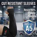 Arm Protectors For Thin Skin And Bruising, Cut Resistant Sleeves For Men Women, A5 Level Farmer Sleeves For Gardening, Welding, Kitchen (Black, 17.7 In)