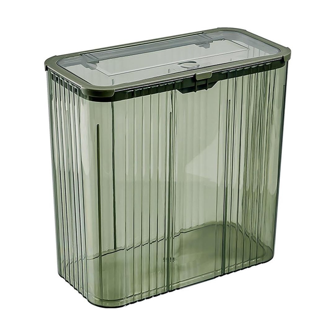 Transparent Trash Can Bathroom Trash Cans with Lids Plastic Slim Waste Basket with Press Top Lid 3.9 Gallon/15L Clear Garbage Can for Bathroom, Bedroom,Office (Transparently Green) (12*11.6*5.9in)