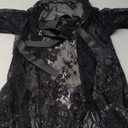 Sexy Lingerie for Women Lace Kimono Robe Mesh Chemise Nightgown Lace Robe (Small, Black)