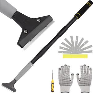 Floor Scraper Long Handle, 31" to 61" Gum Scraper Tool for Floor Cleaning Tile Wall Gum Paint with 4 inch Scraper Blade Long Handle Sturdy and Durable (31-61)