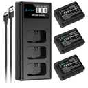 Artman NP-FW50 Battery 3-Pack and Upgraded 3-Slot ZV-E10 Battery LCD Charger for Sony ZV E10, Alpha A6500 A6400 A6300 A6000 A5100 A5000, A7S II, A7S, A7R II, A7R, A7 II, A7, RX10 II III IV Cameras