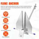 Fluke Style Boat Anchor Kit, Heavy Duty Galvanized Danforth Anchor, 13LB