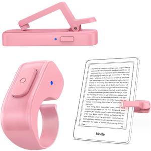 [Case-Friendly] Remote Control Page Turner Ring for Kindle Paperwhite Oasis Scribe Kobo eReaders, Camera Camcorder Remote Controls, Page Turner Clicker for iPhone ipad Tablets with Storage Bag (Pink)