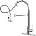 Kitchen Faucet with Pull Down Sprayer Brushed Nickel Stainless Steel Single Handle 1 or 3 Hole Dual Function Spring Utility Sink Faucet for Farmhouse Camper Laundry RV Bar