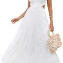 XinFSh Women's Summer Spaghetti Maxi Dress Boho Backless Milkmaid Cutout Dresses Casual Flowy Long Beach Vacation Sundress S