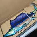 LIFFY Metal Fish Wall Art,36" Large Sailfish Wall Decor with Led Lights,Indoor Outdoor Mounted Tropical Swordfish Hanging Decorations for Home Living Room Bedroom Garden Patio