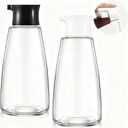 2 Pcs 9.6 oz Cruet Dispenser for Olive Oil Vinegar Soy Sauce Dispenser Bottle Glass Soy Sauce Container Oil Bottle for Kitchen Cooking Barbecue (Black, White)