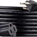 Amazon Basics Extension Cord, 15 Ft, 3 Prong Outlet Extender, Indoor Extension Cord, 13 Amps, 125V, Black