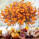 12 Bundles Artificial Fall Flowers for Outdoors Fake Plants UV Resistant Plastic Plants Shrubs Bushes for Home Fall Front Door Porch Garden Autumn Decor (Fall Red)