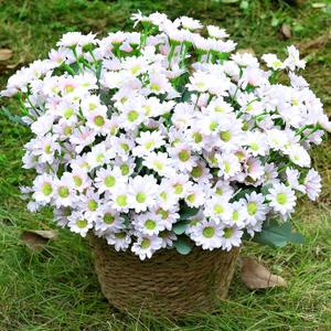 24 Bundles Artificial Daisy Flowers for Outdoor - Fake Mums Faux UV Resistant Daisies Plants Florals for Home Garden Patio Front Porch Outside Decorations - Pink