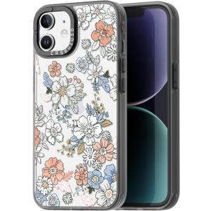 Compatible for iPhone 11 Case Cute Aesthetic - Durable Fashion Funny Phone Case - Girly Lovely Flower Pattern Print Cover Design for Woman Girl 6.1 inches Black