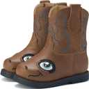 Rollda Baby Cowboy Boots Toddler Cowgirl Boots Infant Western Boots Round Toe (Brown)