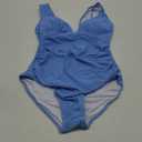  Women's One Piece Swimsuit Slimming Tummy Control Bathing Suit Wide Straps Plunge V Neck Swimwear, Size M