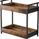 KLM Countertop Coffee Station Organizer, 2 Tier Wooden Shelf for Coffee Bar Accessories, Condiment Storage Caddy for Kitchen, Bathroom Counter Organizer, Home, Office - Brown