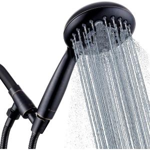 G-Promise Handheld Shower Head High Pressure 6 Spray Settings, Detachable Hand Held Showerhead 4.9 Inch Face with Extra Long Flexible Hose and Metal Adjustable Bracket (Oil Rubbed Bronze)