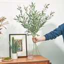 35inch Artificial Olive Branches for Vases,3pcs Bendable Faux Olive Branches with Fruits,Greenery Stems for Living Room Home Decor,Coffee Table Decor(Vase Not Included)