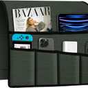 Joywell Linen Armchair Caddy Remote Control Holder for TV Recliner 6 Pocket Storage Organizer Sofa Armrest Caddie Magazine Phone iPad Storage Recliner Remote Holder for Snakes, Green