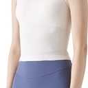 Ribbed Workout Short Racerback Tank Tops for Women with Built in Bra (6, Off-white)