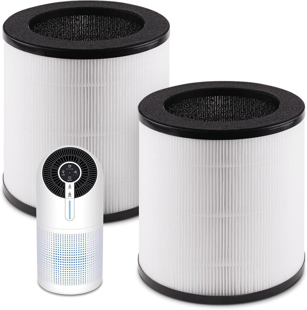 M02 Replacement Filter Compatible with Mooka M02 Air Purifier, M02 H13 True HEPA and Pre-Filter 3-in-1 High-Efficiency 3 Stages Filtration, 2 Pack (White for M02)