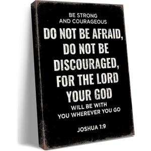 Be Strong and Courageous Joshua 1:9 Bible Verse Canvas Wall Art - Christian Scripture Inspirational Wall Decor for Prayer Room, Faith-Based Home Decor, Religious Gift for catholic Women,christians, Motivational Spiritual Living Room,bedroom Art. A-387