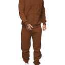 Riskrole Men's Hooded Tracksuit 2 Pieces Set Zip up Fleece Sweatsuit Casual Outdoor Sports Jogging Suits Set (Brown, Small)