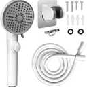 RV Shower Head with Hose, High Pressure 5 Mode Shower head Replacement, Shower Head for RV/Campers, Travel Trailer, Motorhome for Water Saving, Shower Head Holder and Hose, On Off Switch, White