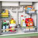 Kitstorack Under Sink Organizer, 2 Tier Under the Sink Storage, Slide out Pull out Cabinet Organizer Shelf, Metal Sliding Drawer for Kitchen Bathroom Pantry Closet Organization Rack, Grey, 2 Pack