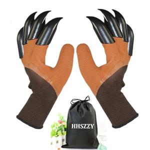 Pack of 3 HHSZZY Gardening Gloves with Claws, Waterproof, Breathable, for Digging Planting, Puncture Resistant, Best Gifts for Women. (Brown)