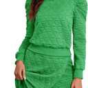 Fisoew Women's 2 Piece Lounge Wear Set Long Sleeve Argyle Sweatshirts and Wrap Skorts Casual Sets (Green, S)