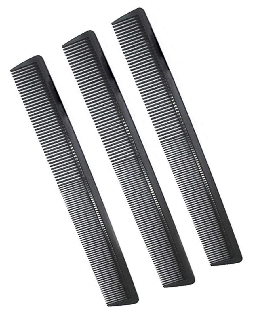3 Pack Carbon Fiber Cutting Comb - Professional 8.15' Styling Comb for All Hair Types, Fine and Wide Tooth, Black