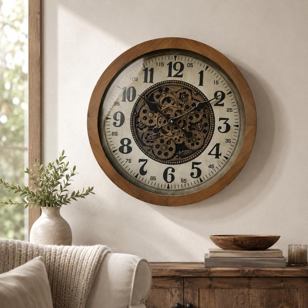 Large Real Moving Gears Wall Clocks for Living Room Decor, 46cm / 18inch