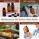 12Pcs 1oz Amber Glass Bottles - 30ML Small Glass Jars with Black Lids Empty Boston Bottle,Dispensing Bottles for Homemade Vanilla Extract, Essential Oils, Herbal Medicine (12)