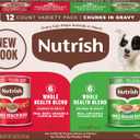 Nutrish Whole Health Blend Chunks in Gravy Variety Pack Wet Dog Food, 13 oz. Can, 12 Count (Rachael Ray) (EXP 01/05/28)