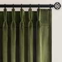90 Inch Long Pinch Pleated Velvet Blackout Curtains for Living Room Bedroom Olive Green Vintage Heavy Room Darkening Thermal Soundproof Drapes with Back Tab and Hooks,2 Panels Set,40 x 90 Inches