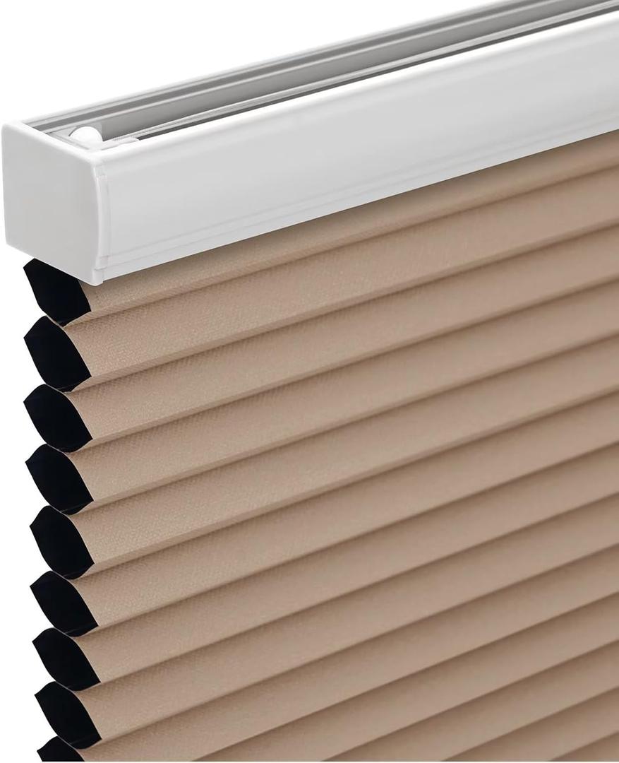 Changshade Cordless Cellular Shades, Blackout Honeycomb Shades for Windows, Room Darkening Pleated Blinds, Easy to Install for Indoor Windows and French Doors, 30" W x 72" H, Light Brown (Blackout-light Brown)