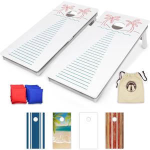 GoSports 4 x 2 ft Commercial Ultra Durable Cornhole Board Set  All-Weather Regulation Size, Ready-to-Play for Family Backyard Games, Tailgates, Outdoor Party, and Venues (Palms)