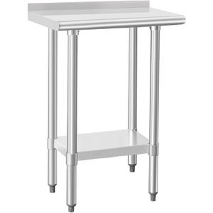 HARDURA Stainless Steel Commercial Work Table Prep Work Metal Table 1424 Inches with Undershelf and 2" Backsplash Heavy Duty NSF 430 for Kitchen Food Prep